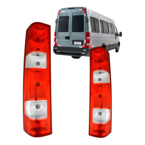 Par Lanterna Traseira Para Iveco Furgão 2008 A 2020 Vermelho