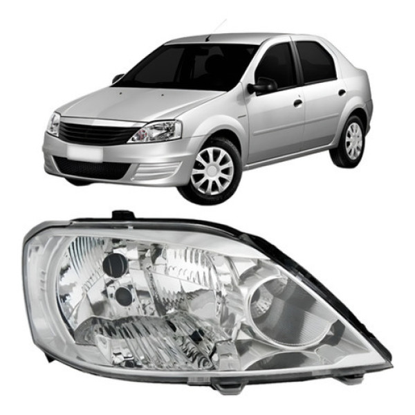 Farol Logan 2011 2012 2013 Cromado Manual
