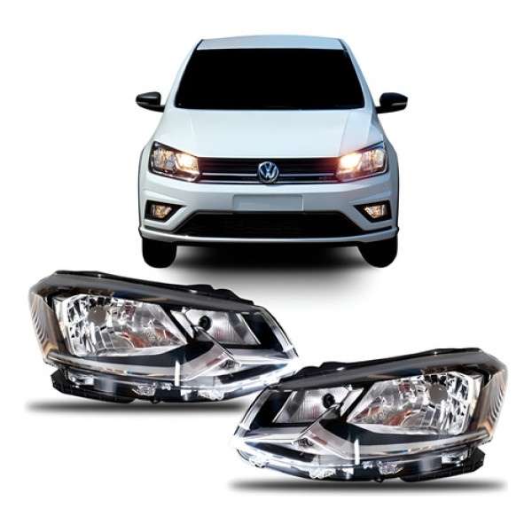 Farol Gol G7 2016 2017 2018 Foco Simples Friso Cromado