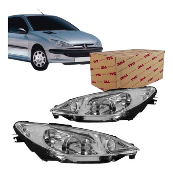 Farol Peugeot 206 04 05 06 07 08 09 10 Eletrico Duplo Tyc
