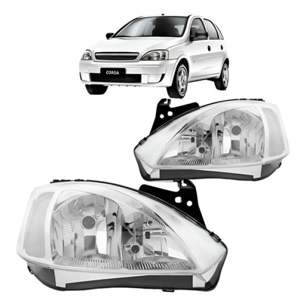 Farol Chevrolet Corsa Montana 2003 Á 2007 Cromado Manual Tyc