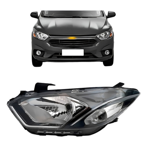 Farol Onix 2017 2018 2019 2020 Manual Com Led Friso Cromado