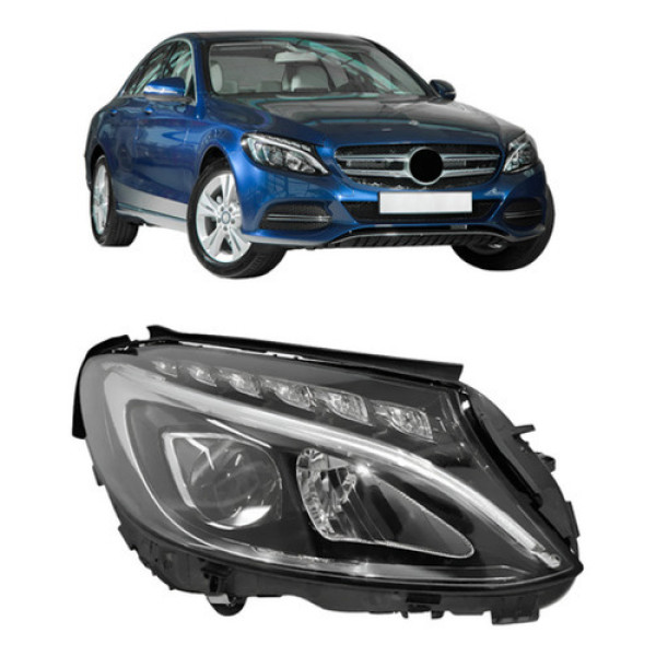 Farol Para Mercedes C180 2015 A 2018 Com Led Sem Reator Direito/passageiro