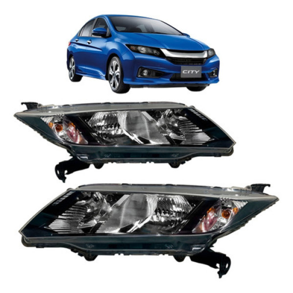 Farol Honda City 2014 2015 2016 Manual Máscara Negra