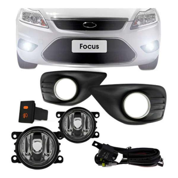 Kit Farol Auxiliar Focus Sedan 2009 À 2012 Grade Aro Cromad
