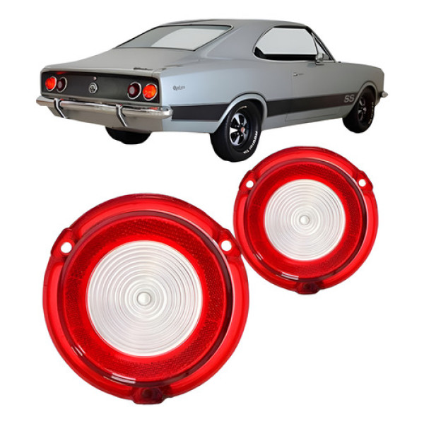 Jogo Lente Sinaleira Traseira Opala 1970/1979 C/ré Plástic Bicolor Par
