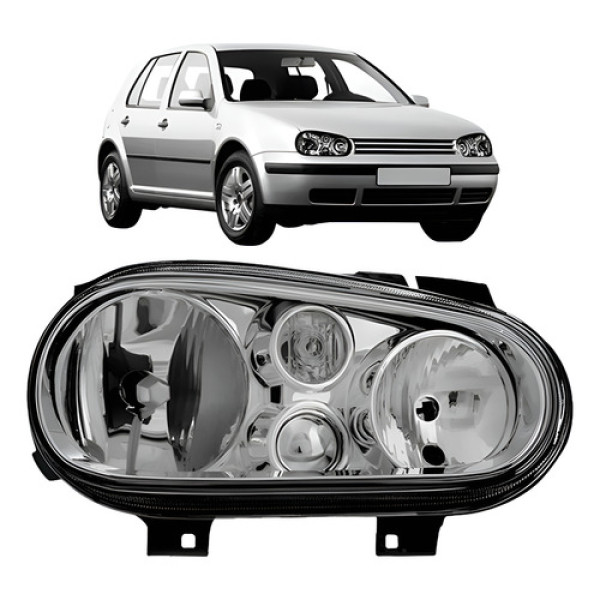 Farol Golf 1998 A 2006 Foco Duplo Sem Auxiliar Cromado