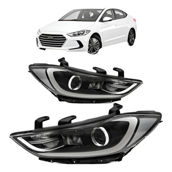 Par Farol Elantra 2017 2018 Com Projetor Sem Led Com Motor