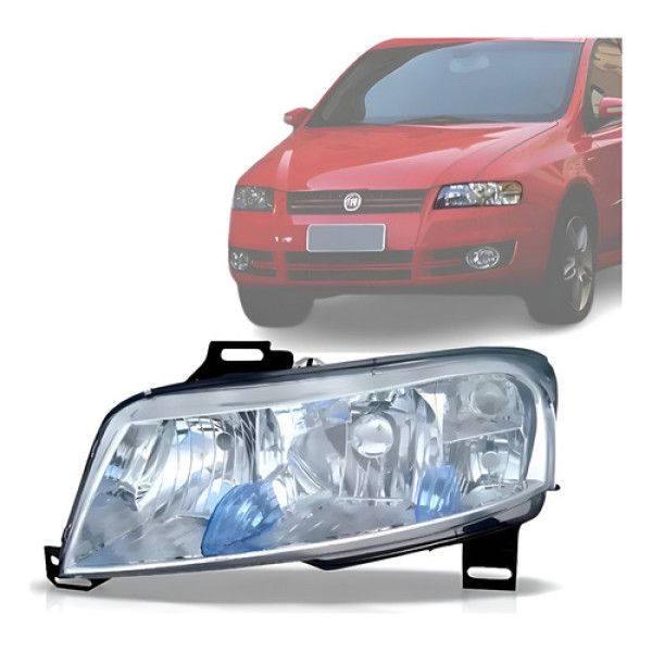 Farol Stilo 2003 04 05 06 2007 08 09 10 11 Cromado Esquerdo Esquerdo/motorista