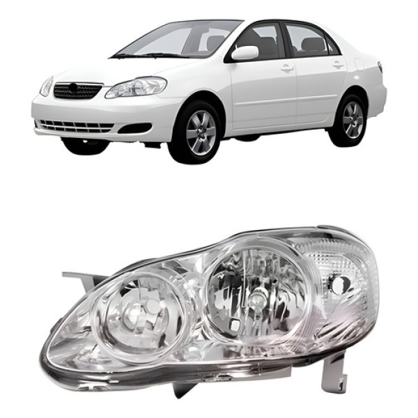 Farol Dianteiro Para Toyota Corolla 2005 2006 A 2008 Cromado