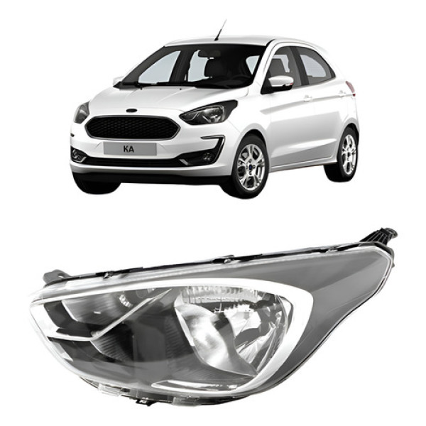 Farol Cromado/preto Manual Ka 2019 2020 2021 2022