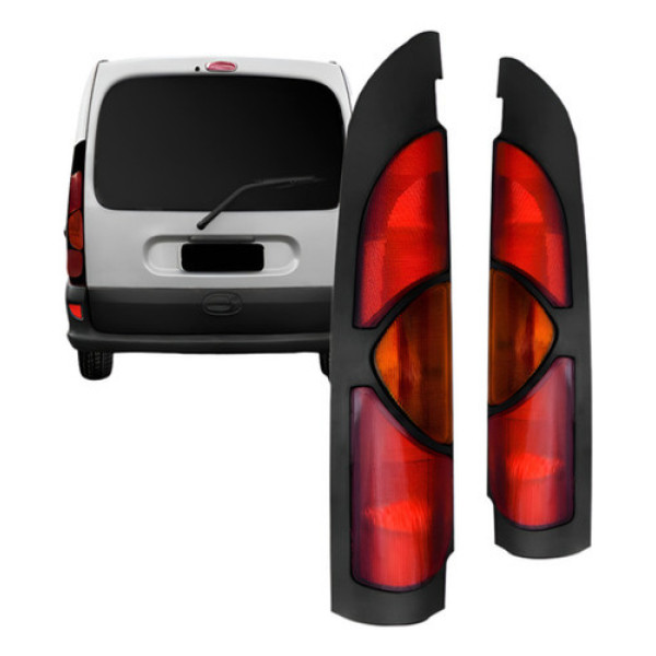 Par Lanterna Traseira Kangoo 1997 A 2006 Mascara Preta Ambos Lados Vermelho