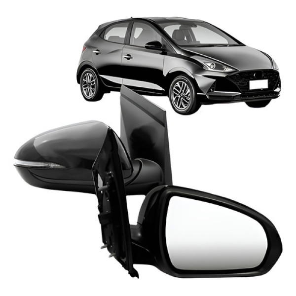 Par Retrovisor Elétrico C/ Pisca Capa Preta Hb20 2020 A 202