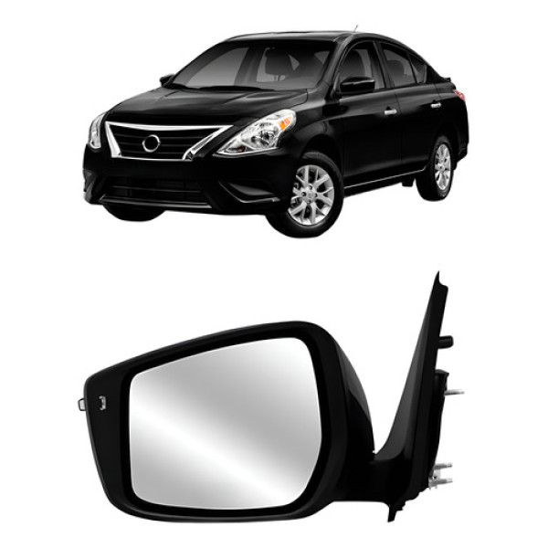 Retrovisor Versa 2016 A 2019 C/pisca (fino) Preto Liso