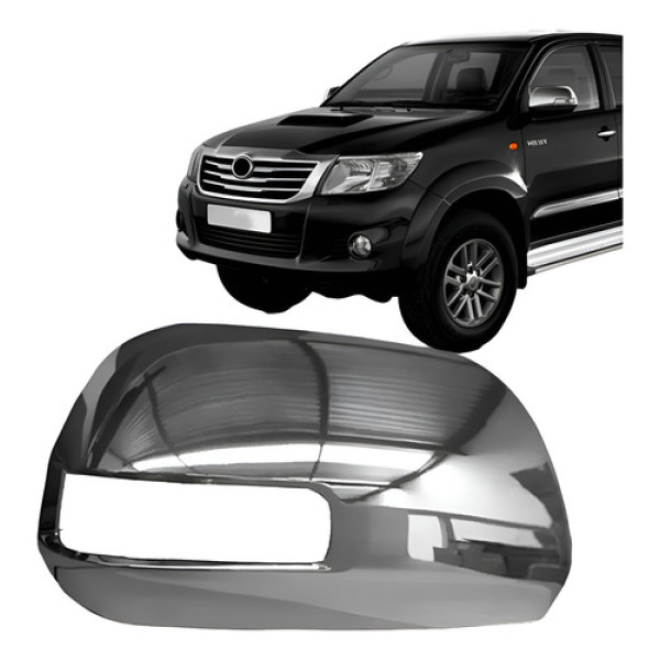 Aplique Capa Cromado Retrovisor Hilux 2013 A 2016 Com Furo