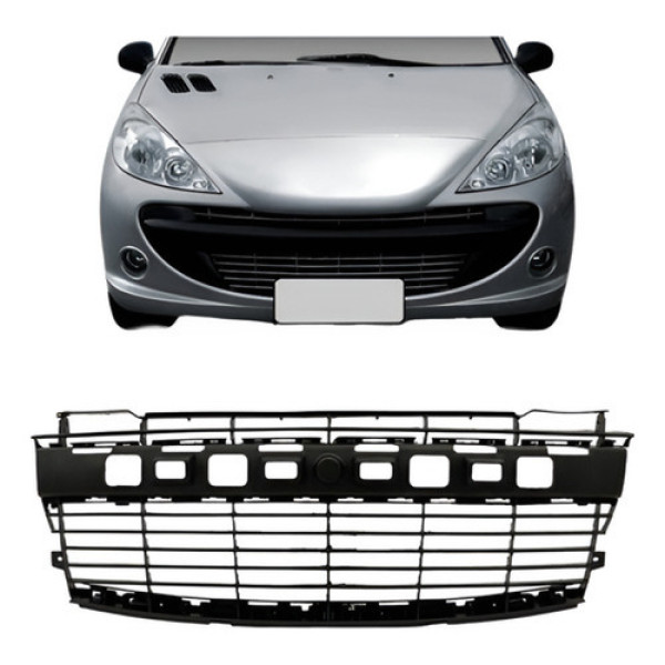 Grade Central Para-choque Peugeot 207 2008 A 2012 Preta Preto