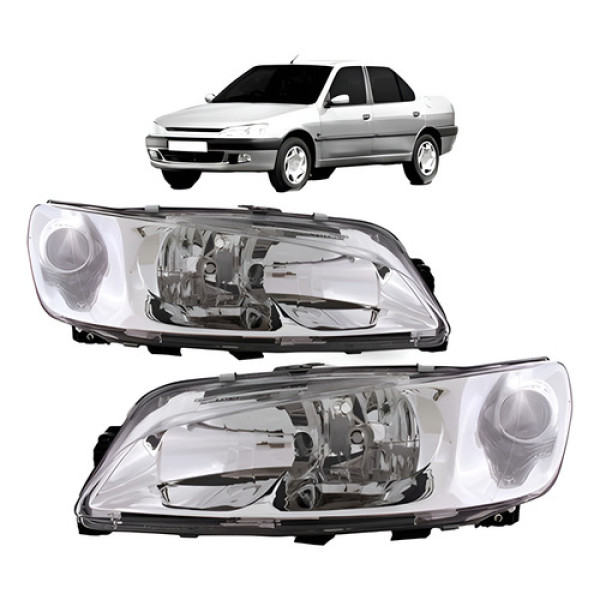 Par Farol Peugeot 306 99 00 01 02 03 Foco Duplo Lente Lisa