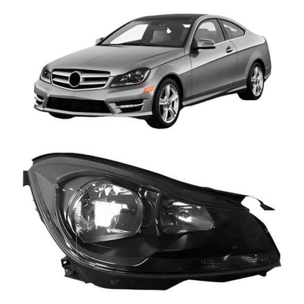 Farol Mercedes Classe C 2012 A 2014 Máscara Negra S/ Xênon