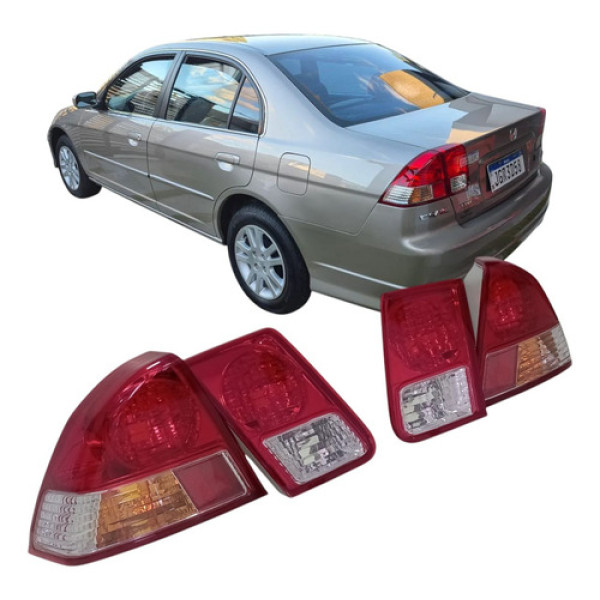 Jogo De Lanternas Traseiras Canto + Mala Civic 2004 A 2006