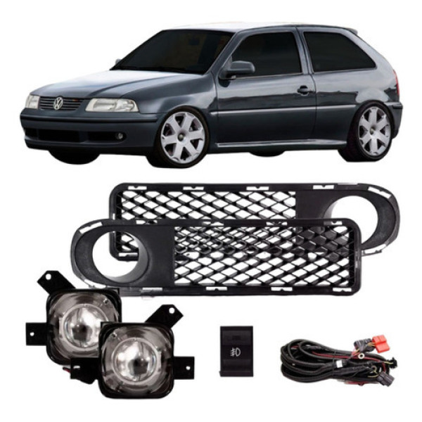 Kit Farol Auxiliar Gol Parati Saveiro G3 1999 À 2003 Fase 1 Transparente