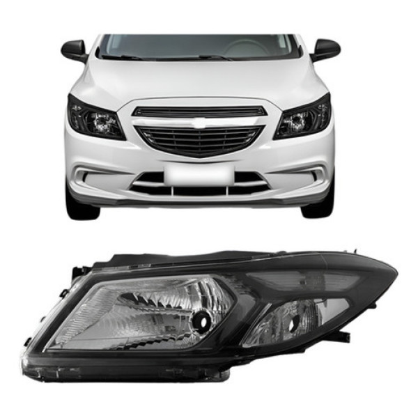 Farol Onix 2012 2013 2014 2015 2016 Manual Máscara Negra Esquerdo/motorista