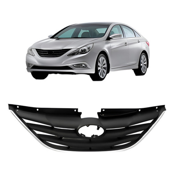 Grade Radiador Sonata 11 A 13 Preta Moldura Inferior Cromada