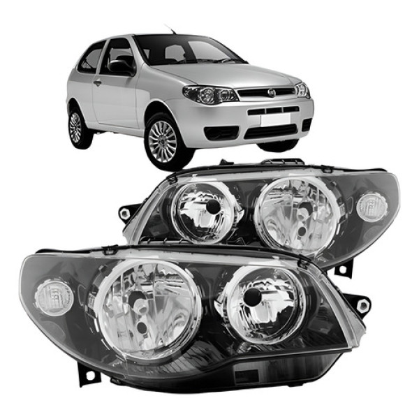Par Farol Palio 04 A 13 Máscara Negra Aro Cromado Tyc - Ambos Lados