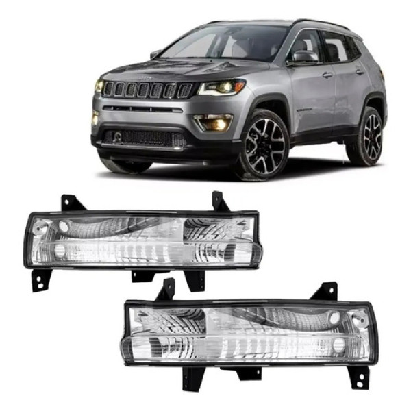 Par De Pisca Lanterna Parachoque Jeep Compass 2017 2018 2019