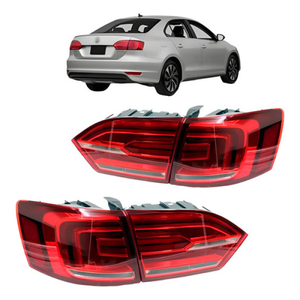 Kit Lanterna Traseira Jetta 2011 2012 2013 2014 Com Led Vermelho