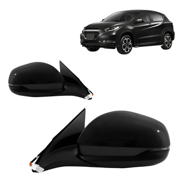 Par Retrovisor Hrv 2015 A 2021 Eletrico Com Pisca Capa Preta