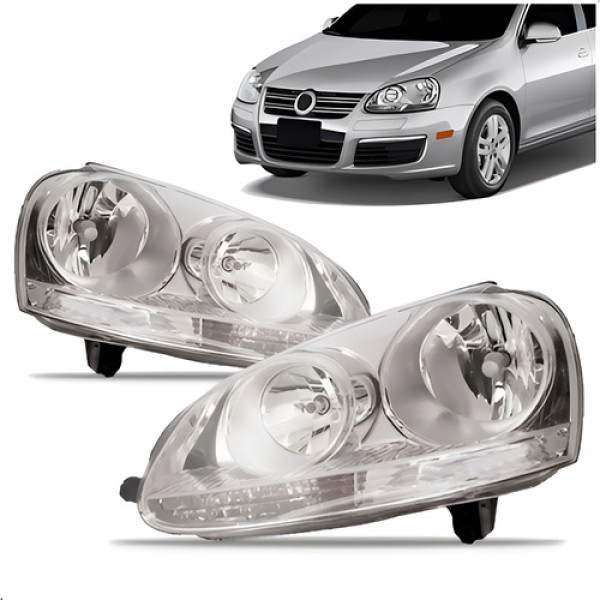 Par De Farol Jetta 2007 2008 2009 Cromado