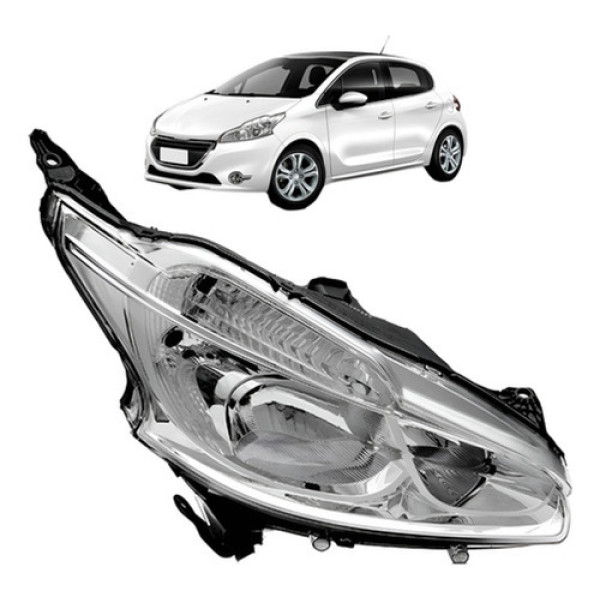 Farol Peugeot 208 2012 A 2016 Manual Cromado S/led
