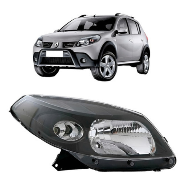 Farol Sandero 2008 2009 2010 2011 Máscara Negra Com Garanti