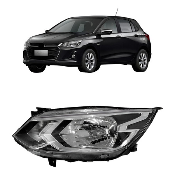 Farol Onix Lt / At 2020 2021 2022 Dianteiro Cromado S/ Led