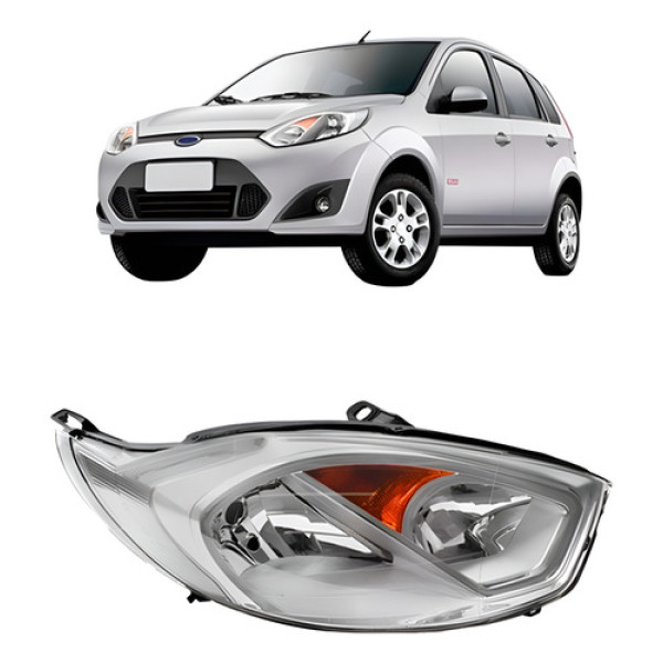 Farol Fiesta 2010 2011 2012 Cromado Com Pisca Âmbar