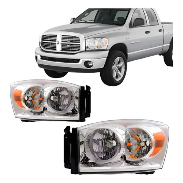 Farol Dodge Ram 2007 2008 2009 2010 Cromado Tyc Esquerdo/motorista