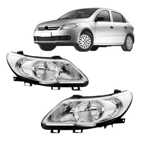 Par Farol Gol G5 2009 2010 2011 2012 Foco Duplo Cromado