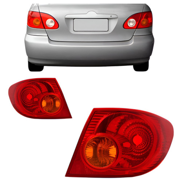 Par Sinaleira Traseira Corolla 2003 A 2007 Vermelha Ambar Ambos Lados Vermelha/ambar