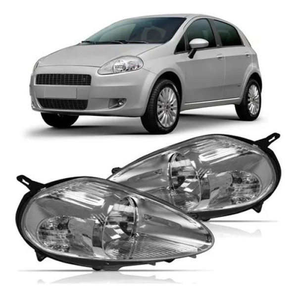 Par De Fiat Farol Punto 2007 09 2009 2010 2011 2012 Cromado