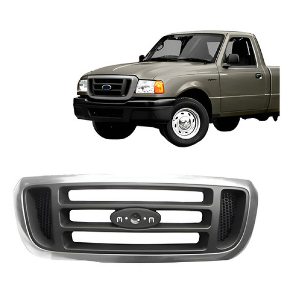 Grade Radiador Ranger 05 06 07 A 09 Preta C/ Moldura Cromada Preto