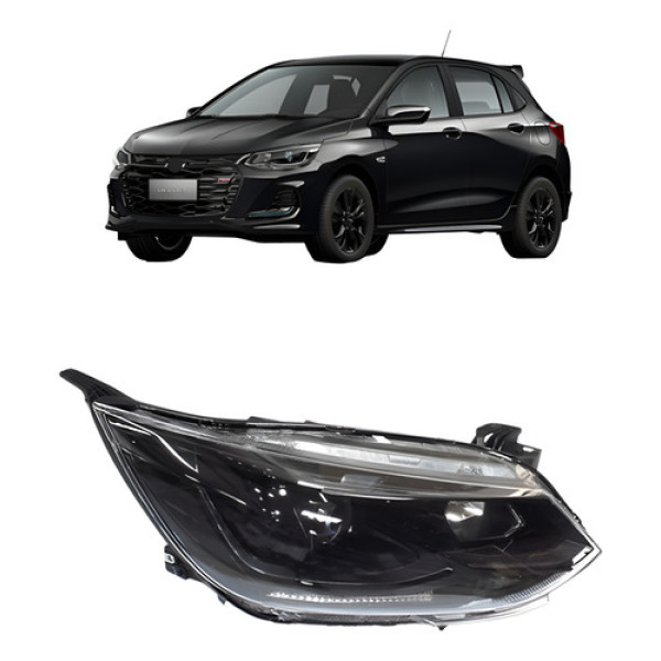 Farol Manual Onix 2020 A 2022 Mascara Negra C/ Projetor