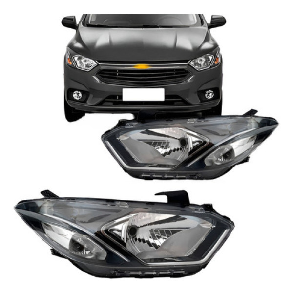 Par Farol Onix 2017 18 19 2020 Manual Sem Led Friso Cromado