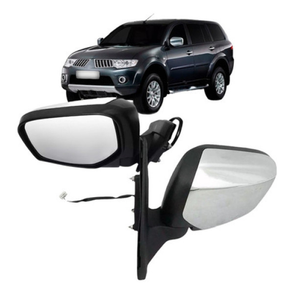 Retrovisor Triton E Pajero Dakar 07 A 14 Eletrico Cromado