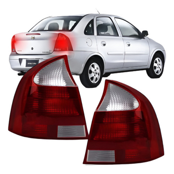 Par De Lanterna Traseira Ré Branca Gm Corsa Sedan 2003/12