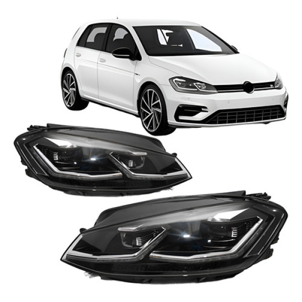 Par Farol Golf Gti Mk7.5 2018 A 2019 Friso Cromado C/ Led Direito/passageiro