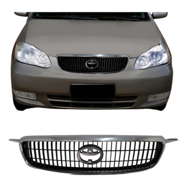 Grade Radiador Toyota Corolla Seg 2003 2004 Preto Moldura Cr Preto