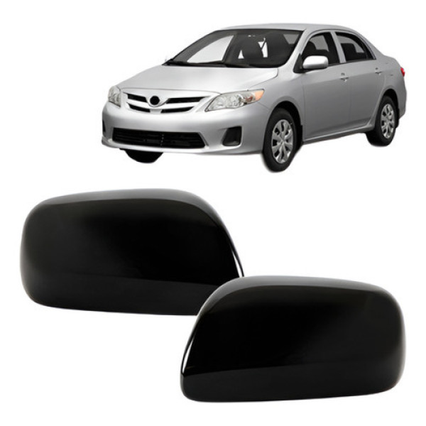 Par Capa Retrovisor Corolla 2008 A 2012 S/ Furo Preto Liso