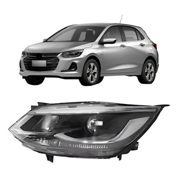 Farol Onix 20 A 24 Cromado Elétrico C/ Projetor Tyc Esquerdo