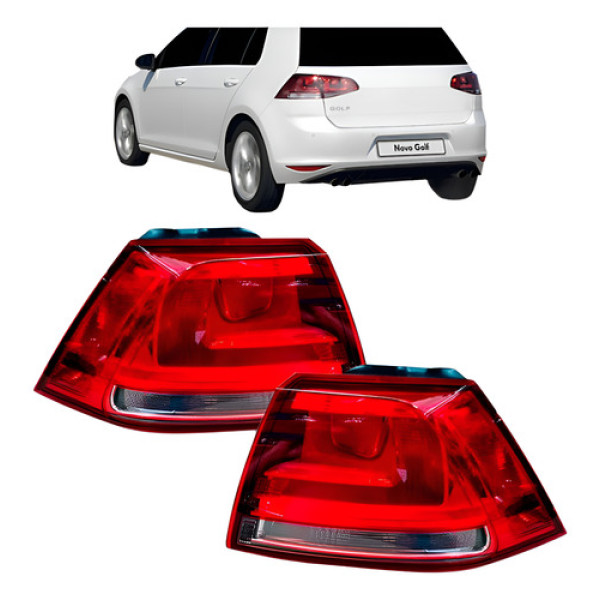 Par Lanterna Traseira Golf 2014 15 16 17 2018 Bicolor S/ Led Ambos Lados Vermelho