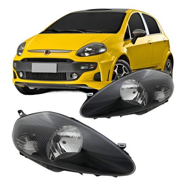 Jogo Farol Punto 07/12 Elétrico Máscara Negra Soquete Oval